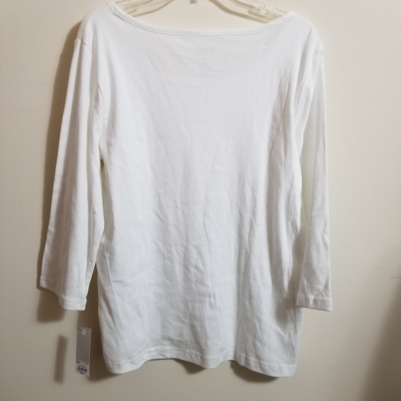 White Scoop Neck Shirt Stretchy - Picture 3 of 4